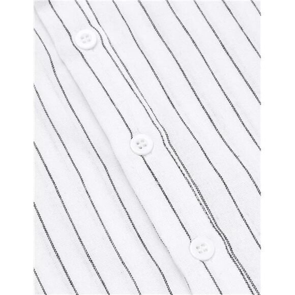 Men's Cotton Linen Henley Shirt Long Sleeve Hippie Casual Beach T Shirts - Picture 4 of 7